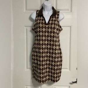Y- Brown-Tan Fair Isle Sheath Dress